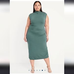 Fitted Mock Neck Midi Dress
